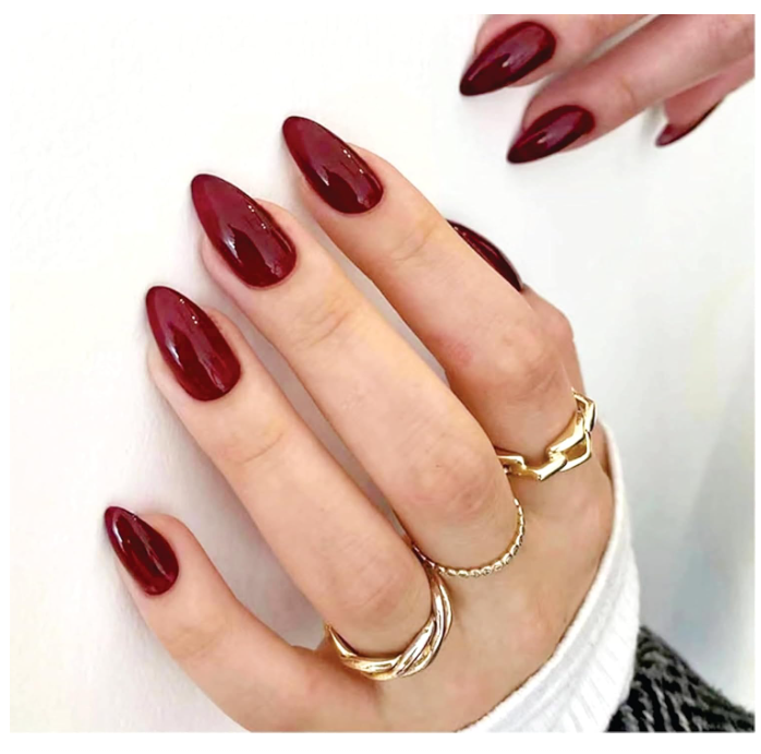 Mayklen Wine Red Stick On Nails