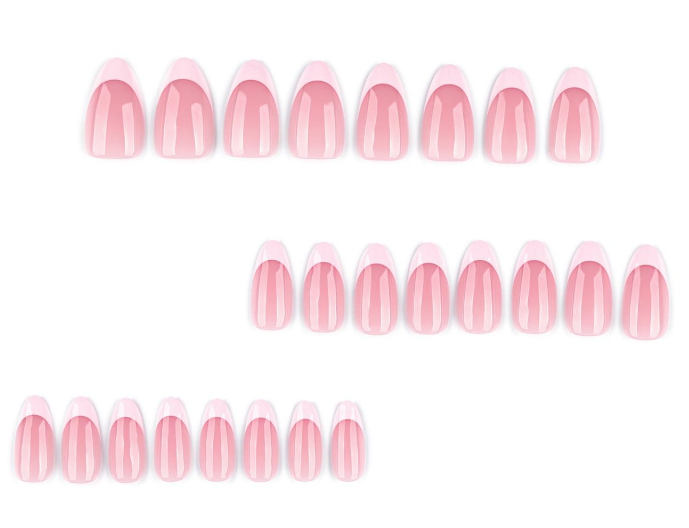 24PCS Press On Nails Almond Shape, Lightweight Fake Nails with Glue, Easy Application for Daily Use and Special Occasions, French Style Nail Extensions Kit in Soft Pink Color, Artificial Nails for Women and Girls - Image 3