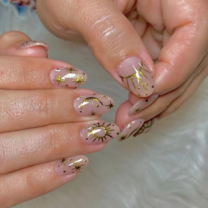 Gush Beauty Press On Nails, Reusable Celestial Gold - Short Round | 24 Pack | Salon-style reusable press on nails with glue & adhesive tabs included - long lasting design that applies in minutes.