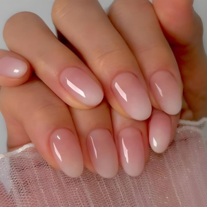Press On Nails, 24 Pcs Short Fake Nails with Nail Glue Stickers